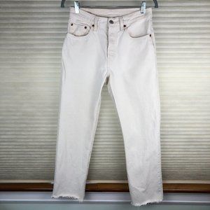 Levi's Premium 501 Cream High Waist Button Fly Jeans Classic Timeless